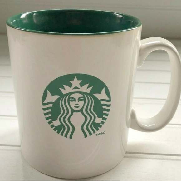 Starbucks 2012 Classic Siren Logo Coffee Mug White Green Interior 14oz new - Picture 2 of 9